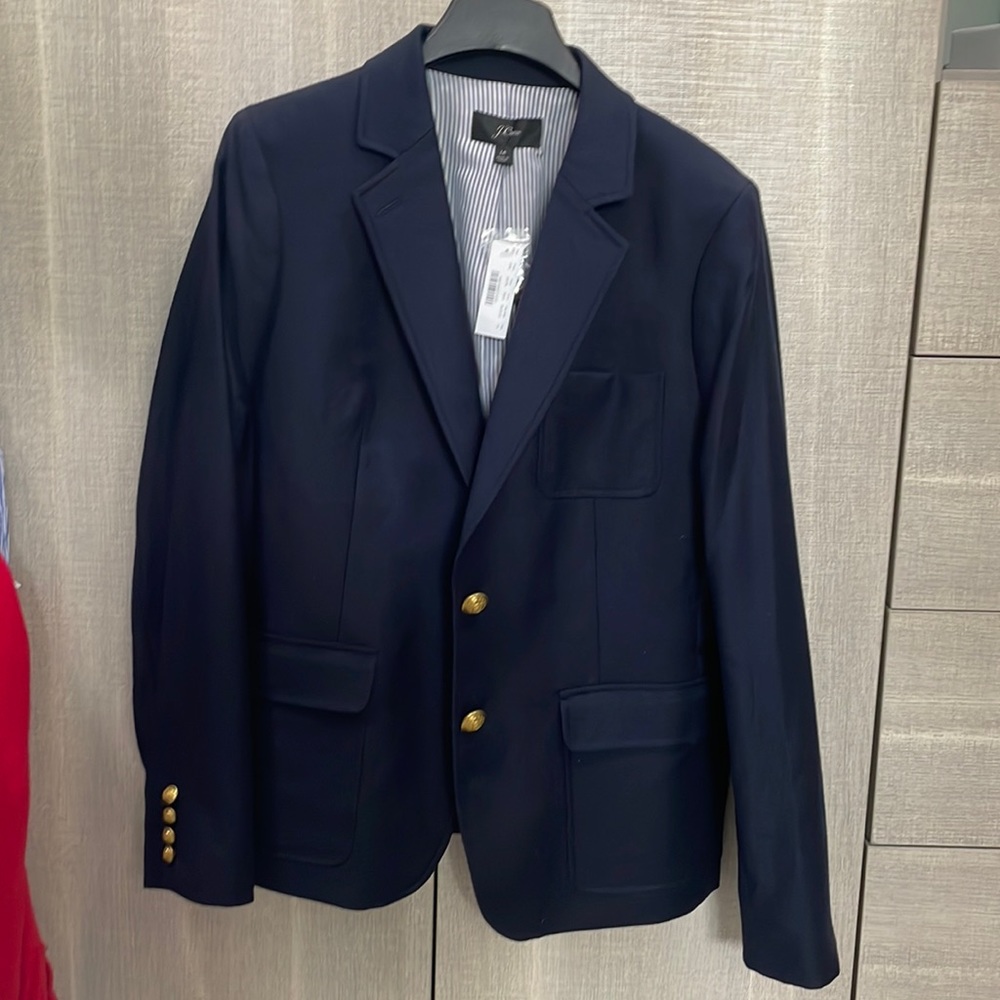 NWT JCrew $278 Legacy blazer in American wool Womens Navy 14 J6134